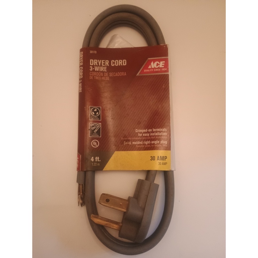 ACE Dryer Cord 3 Wire Terminals 4 Feet 30 AMP